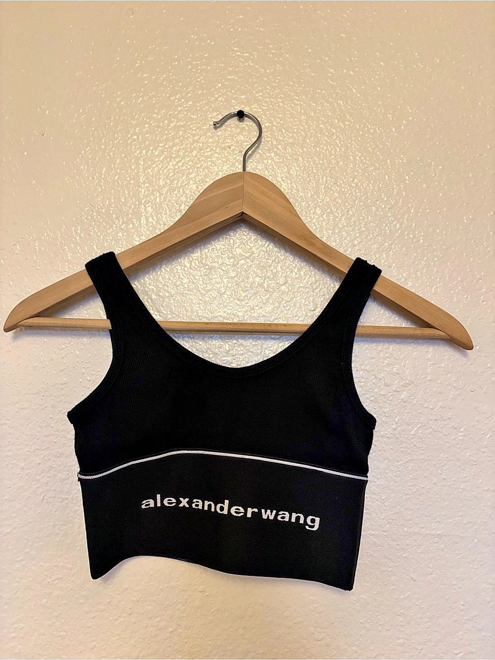 Alexander Wang Small Black Ribbed Crop Tank Top Like New